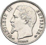 France 50 Centimes Napoleon III 1859 A KM# 794.1 NAPOLEON III EMPEREUR BARRE coin obverse France 50 Centimes Napoleon III 1859 A KM# 794.1 NAPOLEON III EMPEREUR BARRE coin obverse