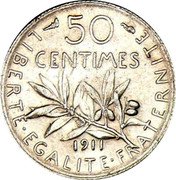 France 50 Centimes The Sower 1911 KM# 854 50 CENTIMES 1919 LIBERTE EGALITE FRATERNITE coin reverse France 50 Centimes The Sower 1911 KM# 854 50 CENTIMES 1919 LIBERTE EGALITE FRATERNITE coin reverse