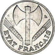 France 50 Centimes Ax and Grain Sprigs 1944 C KM# 914.3 LB ETAT FRANÇAIS coin obverse France 50 Centimes Ax and Grain Sprigs 1944 C KM# 914.3 LB ETAT FRANÇAIS coin obverse