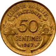 France 50 Centimes Marianne 1947 KM# 894.1 LIBERTE EGALITE FRATERNITE 50 CENTIMES 1931 coin reverse France 50 Centimes Marianne 1947 KM# 894.1 LIBERTE EGALITE FRATERNITE 50 CENTIMES 1931 coin reverse