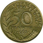France 50 Centimes (Marianne) KM# 939.2 LIBERTE EGALITE FRATERNITE A.DIEUDONNE 50 CENTIMES 1964 coin reverse France 50 Centimes (Marianne) KM# 939.2 LIBERTE EGALITE FRATERNITE A.DIEUDONNE 50 CENTIMES 1964 coin reverse
