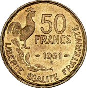 France 50 Francs Marianne. Rooster 1951 B KM# 918.2 50 FRANCS 1953 B LIBERTE EGALITE FRATERNITE coin reverse France 50 Francs Marianne. Rooster 1951 B KM# 918.2 50 FRANCS 1953 B LIBERTE EGALITE FRATERNITE coin reverse
