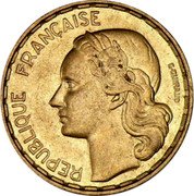 France 50 Francs Marianne. Rooster 1952 KM# 918.1 REPUBLIQUE FRANÇAISE G GUIRAUD coin obverse France 50 Francs Marianne. Rooster 1952 KM# 918.1 REPUBLIQUE FRANÇAISE G GUIRAUD coin obverse