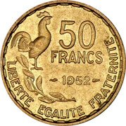 France 50 Francs Marianne. Rooster 1952 KM# 918.1 50 FRANCS 1951 LIBERTE EGALITE FRATERNITE coin reverse France 50 Francs Marianne. Rooster 1952 KM# 918.1 50 FRANCS 1951 LIBERTE EGALITE FRATERNITE coin reverse