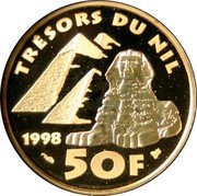 France 50 Francs Treasures of the Nile 1998 Proof KM# 1208 TRÉSORS DU NIL 1998 50F coin reverse France 50 Francs Treasures of the Nile 1998 Proof KM# 1208 TRÉSORS DU NIL 1998 50F coin reverse