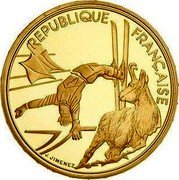France 500 Francs Olympics. Freestyle Skiing 1990 Proof KM# 987 REPUBLIQUE FRANCAISE J. JIMENEZ coin obverse France 500 Francs Olympics. Freestyle Skiing 1990 Proof KM# 987 REPUBLIQUE FRANCAISE J. JIMENEZ coin obverse