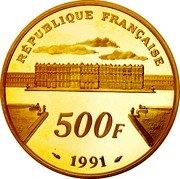 France 500 Francs Mozart in Paris 1991 Proof KM# 1001 REPUBLIQUE FRANCAISE 500F 1991 coin obverse France 500 Francs Mozart in Paris 1991 Proof KM# 1001 REPUBLIQUE FRANCAISE 500F 1991 coin obverse