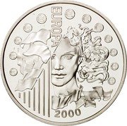 France 6.55957 Francs Introduction of the Euro 2000 Proof KM# 1259 € EUROPA 2000 coin reverse France 6.55957 Francs Introduction of the Euro 2000 Proof KM# 1259 € EUROPA 2000 coin reverse