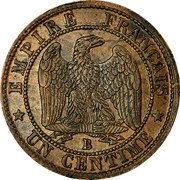 France Centime Napoleon III 1853 B KM# 775.2 EMPIRE FRANÇAIS B UN CENTIME coin reverse France Centime Napoleon III 1853 B KM# 775.2 EMPIRE FRANÇAIS B UN CENTIME coin reverse