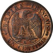 France Centime Napoleon III 1853 K KM# 775.5 EMPIRE FRANÇAIS K UN CENTIME coin reverse France Centime Napoleon III 1853 K KM# 775.5 EMPIRE FRANÇAIS K UN CENTIME coin reverse