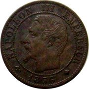 France Centime Napoleon III 1856 BB KM# 775.3 NAPOLEON III EMPEREUR BARRE 1853 coin obverse France Centime Napoleon III 1856 BB KM# 775.3 NAPOLEON III EMPEREUR BARRE 1853 coin obverse