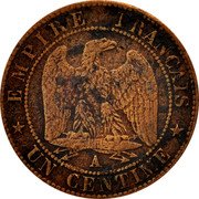 France Centime Napoleon III 1861 A KM# 795.1 EMPIRE FRANÇAIS A UN CENTIME coin reverse France Centime Napoleon III 1861 A KM# 795.1 EMPIRE FRANÇAIS A UN CENTIME coin reverse