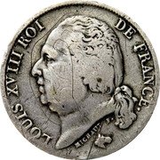 France Franc Louis XVIII 1816 M KM# 709.8 LOUIS XVIII ROI DE FRANCE. MICHAUT F. coin obverse France Franc Louis XVIII 1816 M KM# 709.8 LOUIS XVIII ROI DE FRANCE. MICHAUT F. coin obverse