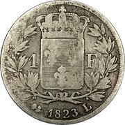 France Franc Louis XVIII 1823 L KM# 709.7 1 F 1823 L coin reverse France Franc Louis XVIII 1823 L KM# 709.7 1 F 1823 L coin reverse