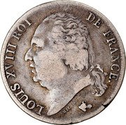 France Franc Louis XVIII 1824 I KM# 709.5 LOUIS XVIII ROI DE FRANCE. MICHAUT F. coin obverse France Franc Louis XVIII 1824 I KM# 709.5 LOUIS XVIII ROI DE FRANCE. MICHAUT F. coin obverse
