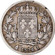 France Franc Louis XVIII 1824 I KM# 709.5 1 F 1824 I coin reverse France Franc Louis XVIII 1824 I KM# 709.5 1 F 1824 I coin reverse