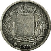 France Franc Louis XVIII 1824 Q KM# 709.10 1 F 1824 Q coin reverse France Franc Louis XVIII 1824 Q KM# 709.10 1 F 1824 Q coin reverse