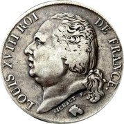 France Franc Louis XVIII 1824 W KM# 709.12 LOUIS XVIII ROI DE FRANCE. MICHAUT F. coin obverse France Franc Louis XVIII 1824 W KM# 709.12 LOUIS XVIII ROI DE FRANCE. MICHAUT F. coin obverse