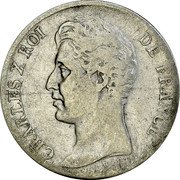 France 1 Franc Charles X 1827 BB KM# 724.3 CHARLES X ROI DE FRANCE. MICHAUT. coin obverse