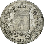 France 1 Franc Charles X 1827 BB KM# 724.3 1 F 1827 BB coin reverse