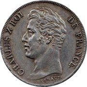 France Franc Charles X 1827 KM# 724.9 CHARLES X ROI DE FRANCE. MICHAUT. coin obverse
