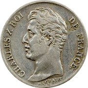 France Franc Charles X 1827 H KM# 724.5 CHARLES X ROI DE FRANCE. MICHAUT. coin obverse