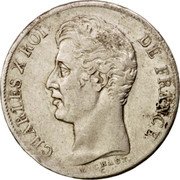 France Franc Charles X 1827 T KM# 724.12 CHARLES X ROI DE FRANCE. MICHAUT. coin obverse