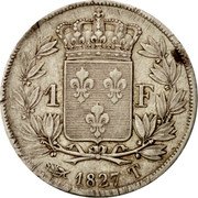 France Franc Charles X 1827 T KM# 724.12 1 F 1827 T coin reverse