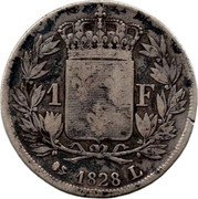 France Franc Charles X 1828 L KM# 724.8 1 F 1828 L coin reverse