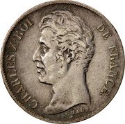 France Franc Charles X 1829 B KM# 724.2 CHARLES X ROI DE FRANCE. MICHAUT. coin obverse