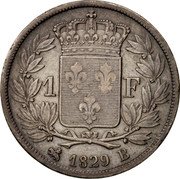 France Franc Charles X 1829 B KM# 724.2 1 F 1829 B coin reverse