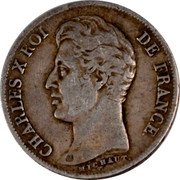 France Franc Charles X 1830 I KM# 724.6 CHARLES X ROI DE FRANCE. MICHAUT coin obverse