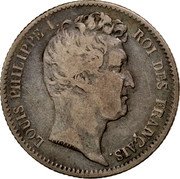 France Franc Louis Philippe I 1831 B KM# 742.2 LOUIS PHILIPPE I ROI DES FRANÇAIS. TIOLIER coin obverse