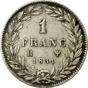 France Franc Louis Philippe I 1831 H KM# 742.5 1 FRANC H 1831 coin reverse