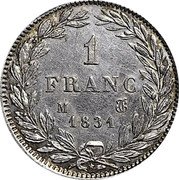 France Franc Louis Philippe I 1831 M KM# 742.9 1 FRANC M 1831 coin reverse