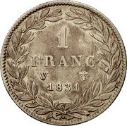 France Franc Louis Philippe I 1831 W KM# 742.12 1 FRANC W 1831 coin reverse France Franc Louis Philippe I 1831 W KM# 742.12 1 FRANC W 1831 coin reverse