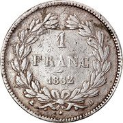 France Franc Louis Philippe I 1832 D KM# 748.4 1 FRANC 1832 D coin reverse