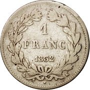 France Franc Louis Philippe I 1832 K KM# 748.7 1 FRANC 1832 K coin reverse