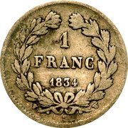 France Franc Louis Philippe I 1834 W KM# 748.13 1 FRANC 1845 W coin reverse France Franc Louis Philippe I 1834 W KM# 748.13 1 FRANC 1845 W coin reverse