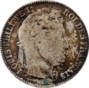 France Franc Louis Philippe I 1844 BB KM# 748.3 LOUIS PHILIPPE I ROI DES FRANÇAIS DOMARD.F. coin obverse