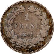 France Franc Louis Philippe I 1844 BB KM# 748.3 1 FRANC 1844 BB coin reverse