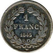 France Franc Louis Philippe I 1845 B KM# 748.2 1 FRANC 1840 B coin reverse France Franc Louis Philippe I 1845 B KM# 748.2 1 FRANC 1840 B coin reverse