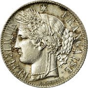 France Franc Ceres 1850 K KM# 759.3 RÉPUBLIQUE FRANÇAISE CONCOR E.A.OUDINÉ.F. coin obverse France Franc Ceres 1850 K KM# 759.3 RÉPUBLIQUE FRANÇAISE CONCOR E.A.OUDINÉ.F. coin obverse