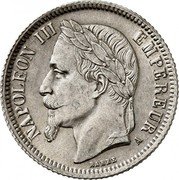 France Franc Napoleon III 1867 A KM# 806.1 NAPOLEON III EMPEREUR BARRE A coin obverse France Franc Napoleon III 1867 A KM# 806.1 NAPOLEON III EMPEREUR BARRE A coin obverse