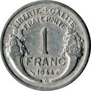 France Franc Marianne 1944 C KM# 885a.3 LIBERTE EGALITE FRATERNITE 1 FRANC 1945 C coin reverse France Franc Marianne 1944 C KM# 885a.3 LIBERTE EGALITE FRATERNITE 1 FRANC 1945 C coin reverse