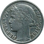 France Franc Marianne 1945 B KM# 885a.2 REPVBLIQVE FRANÇAISE MORLON coin obverse France Franc Marianne 1945 B KM# 885a.2 REPVBLIQVE FRANÇAISE MORLON coin obverse