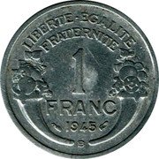 France Franc Marianne 1945 B KM# 885a.2 LIBERTE - EGALITE FRATERNITE 1 FRANC 1950 B coin reverse France Franc Marianne 1945 B KM# 885a.2 LIBERTE - EGALITE FRATERNITE 1 FRANC 1950 B coin reverse