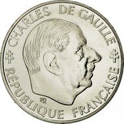 France Franc 30th Anniversary of the Fifth Republic 1988 KM# 963 CHARLES DE GAULLE ER RÉPUBLIQUE FRANÇAISE coin obverse France Franc 30th Anniversary of the Fifth Republic 1988 KM# 963 CHARLES DE GAULLE ER RÉPUBLIQUE FRANÇAISE coin obverse
