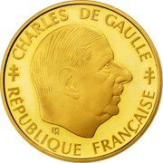 France Franc 30th Anniversary of the Fifth Republic 1988 Proof KM# 979 CHARLES DE GAULLE REPUBLIQUE FRANCAISE coin obverse France Franc 30th Anniversary of the Fifth Republic 1988 Proof KM# 979 CHARLES DE GAULLE REPUBLIQUE FRANCAISE coin obverse