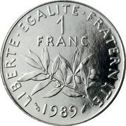 France Franc The Sower 1989 KM# 925.1 LIBERTE EGALITE FRATERNITE 1 FRANC 1989 coin reverse France Franc The Sower 1989 KM# 925.1 LIBERTE EGALITE FRATERNITE 1 FRANC 1989 coin reverse